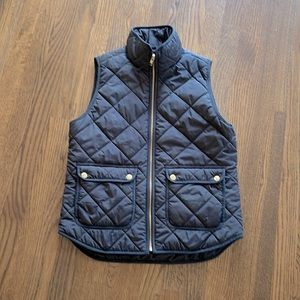 J. Crew Puffer Vest Black with Gold Detail